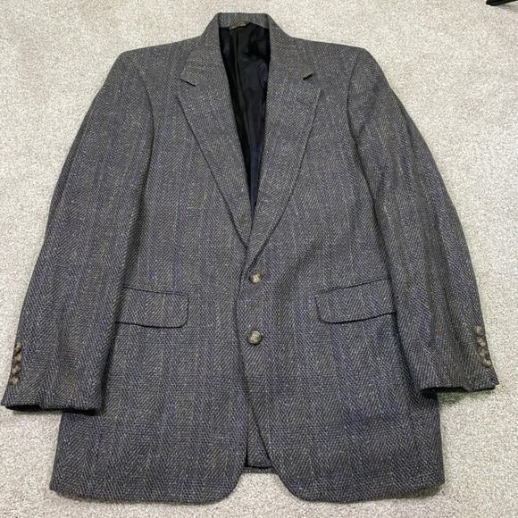 VTG Corbin Jacket Mens 44R Grey Flecked Herringbone Blazer Suit Wedding Ivy Prep - Picture 1 of 7